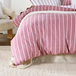 Adria Reversible Pink Stripe Quilt Cover Set