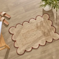 Aria Scalloped Brown Jute Indoor Mat