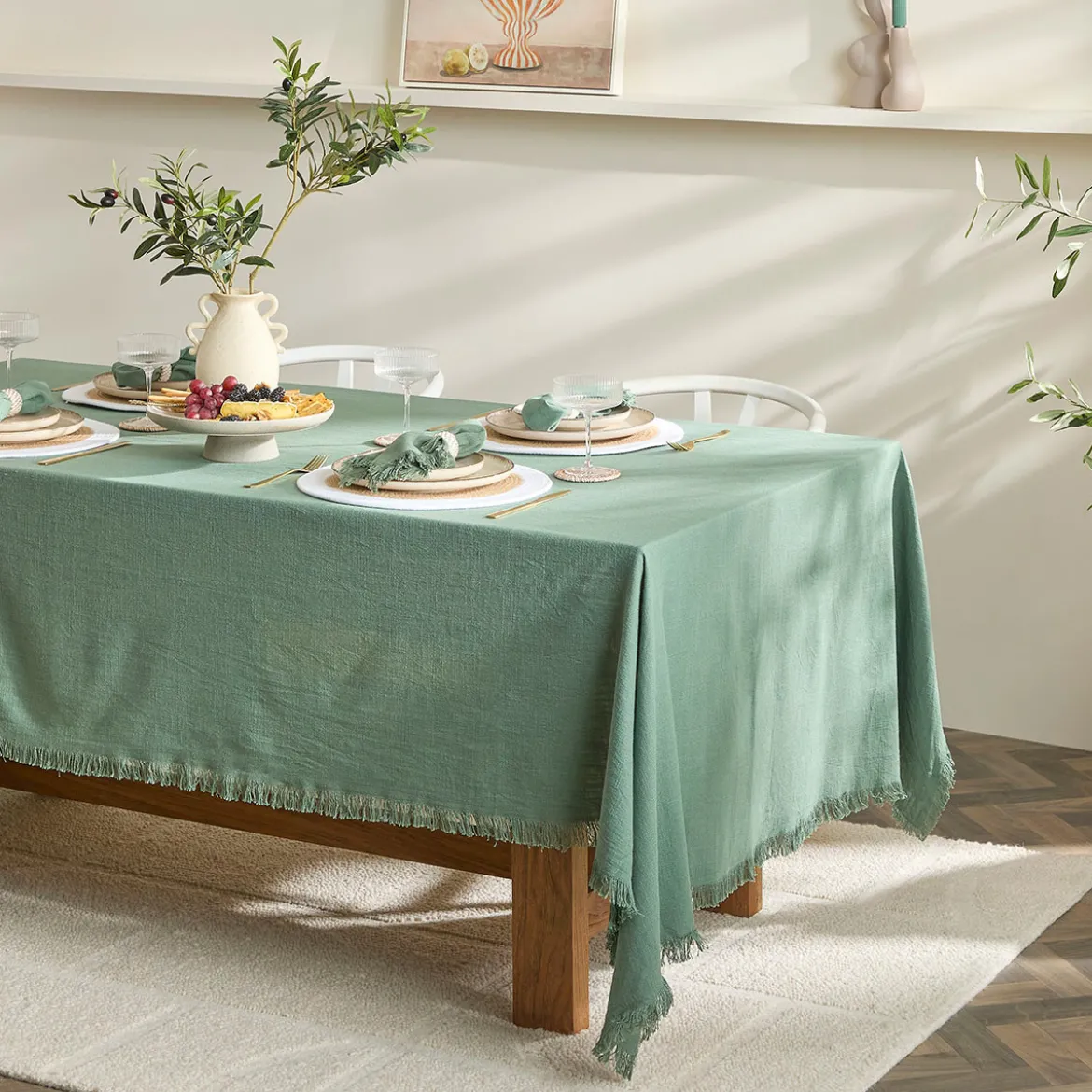 Ashra Fringed Cotton Table Cloth