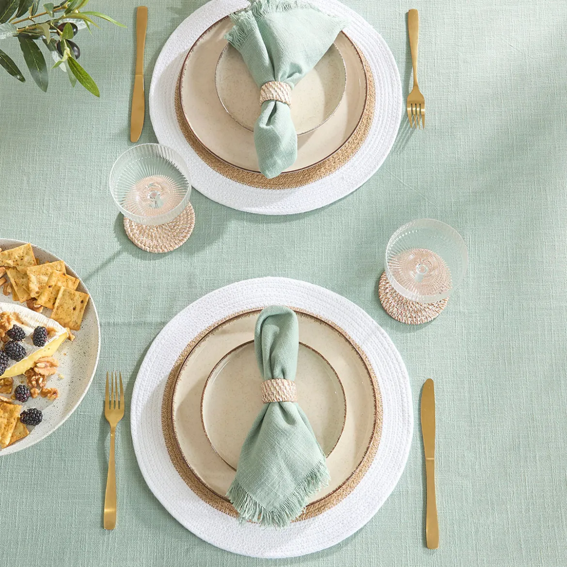 Ashra Jadeite Fringed Napkin Set of 4