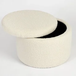 Avalon Boucle White Storage Ottoman