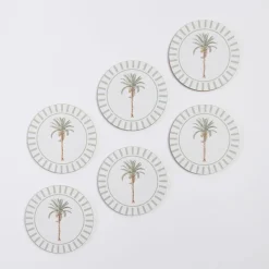 Bangalow Green Palm Cork Coaster Set of 6