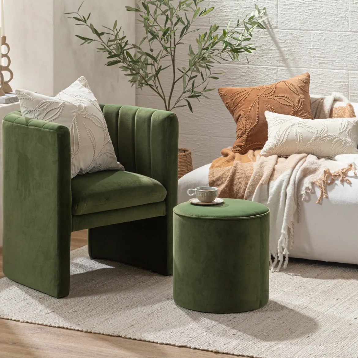 Bentley Velvet Ottoman