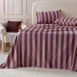 Berry Stripe Cotton Flannelette Sheet Set