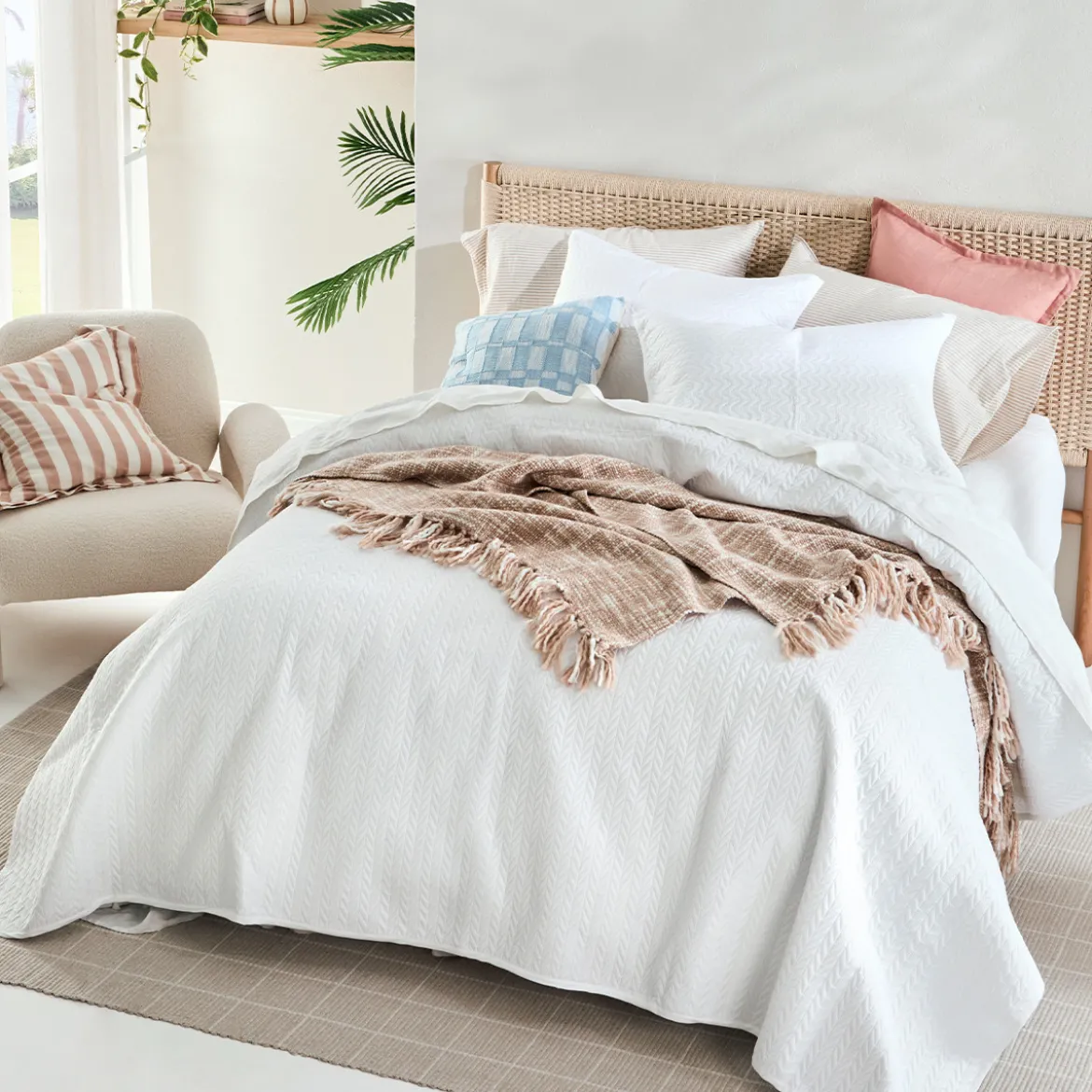 Camden White Coverlet Set