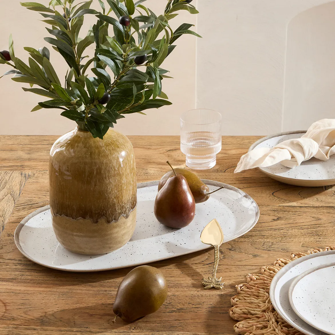 Dapple White Bamboo Melamine Outdoor Serveware
