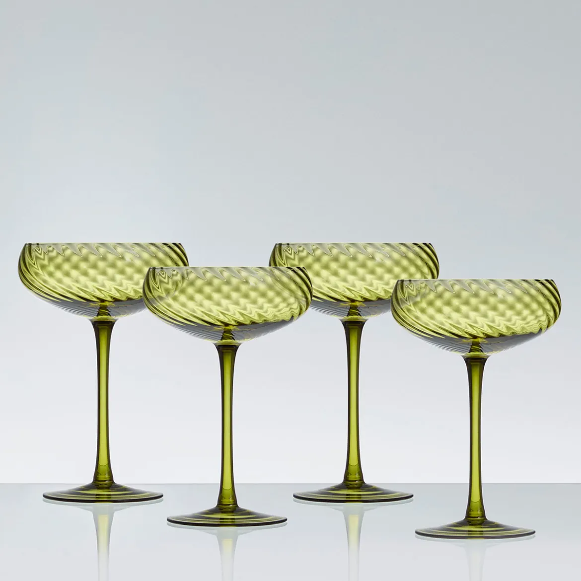 Della Green Cocktail Coupe Glass Set of 4