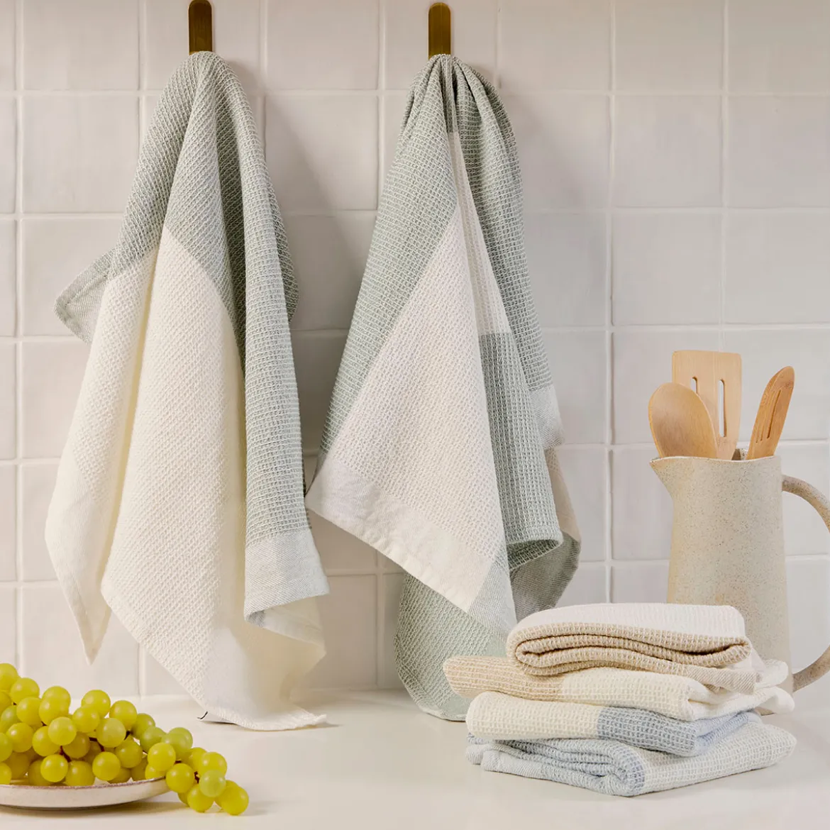 Duo Waffle Tea Towel Set of 2
