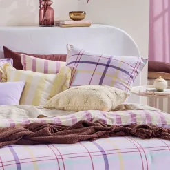 Ellah Reversible Check/Stripe Quilt Cover Set