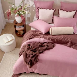 European Linen Rose Pink Quilt Cover Set