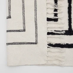 Farrah Black Geometric Tufted Cotton Floor Rug
