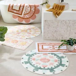 Floral Bloom Blush Pink Rectangle Bath Mat