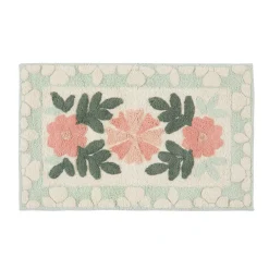 Floral Bloom Sage Green Rectangle Bath Mat