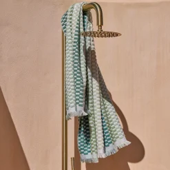 Gaia Green Check Popcorn Beach Towel