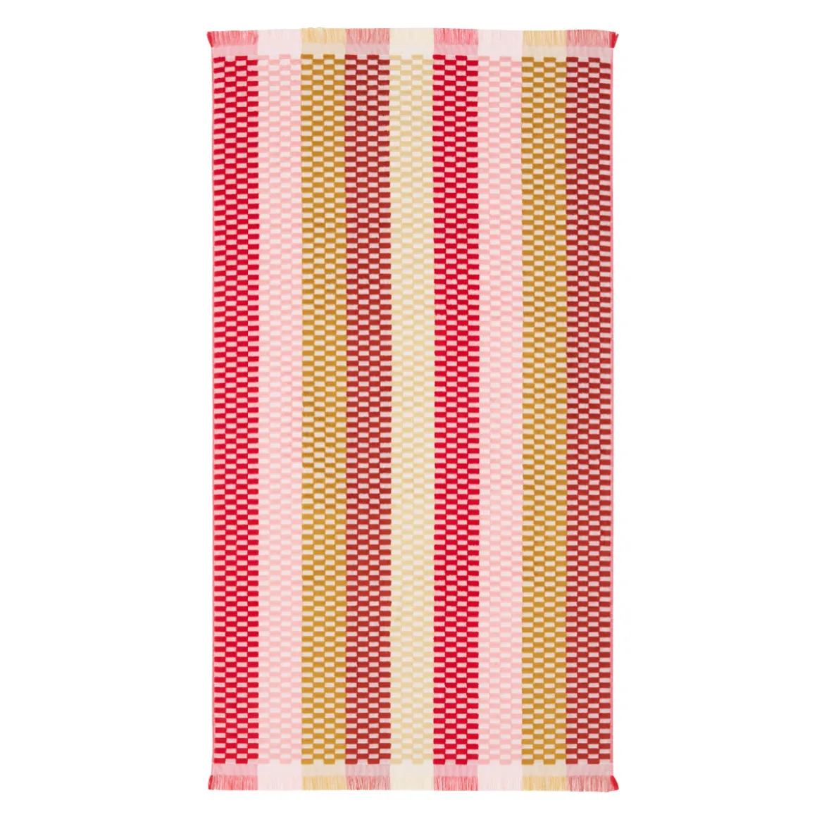 Gaia Pink Check Popcorn Beach Towel