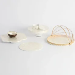 Layla Capiz Coaster Set of 6 with Holder