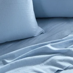 Light Blue Cotton Flannelette Sheet Set