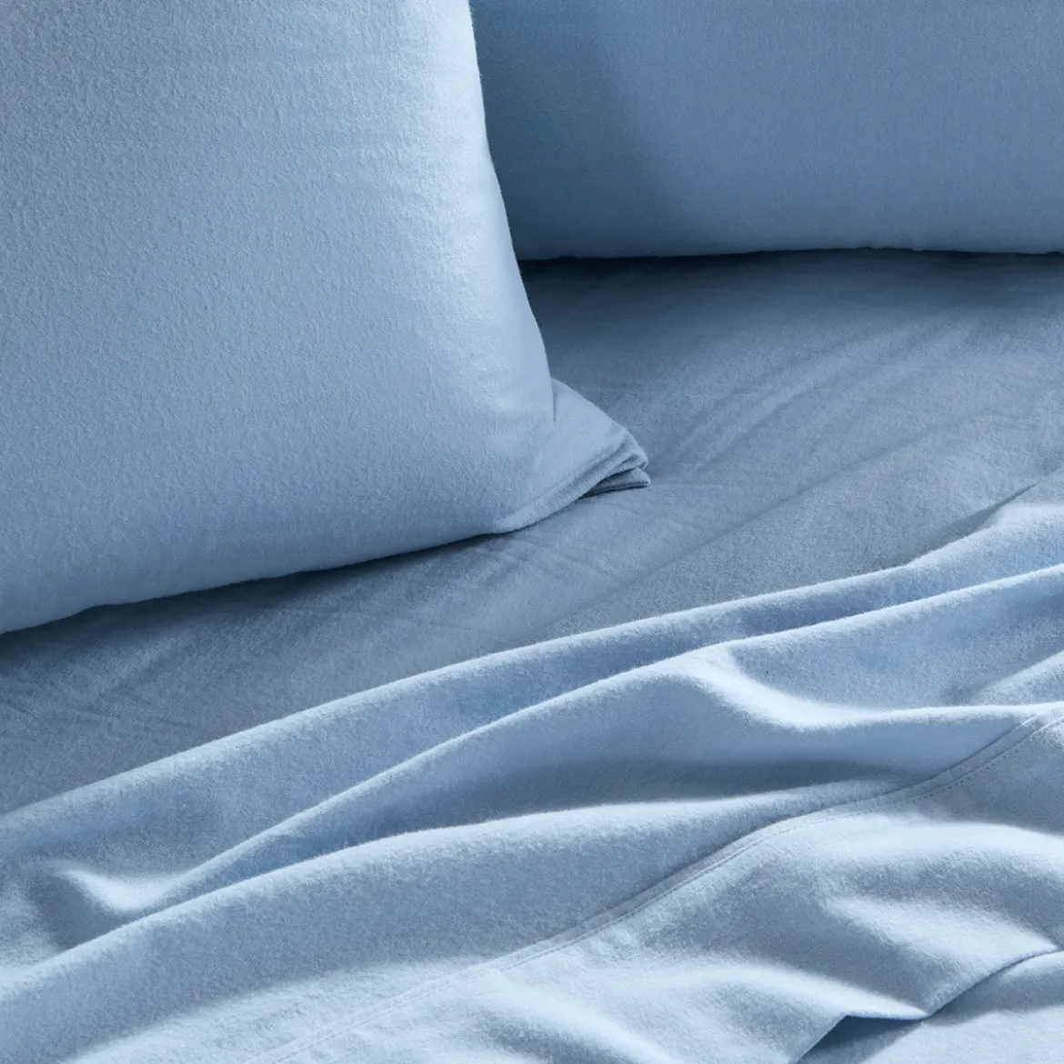 Light Blue Cotton Flannelette Sheet Set