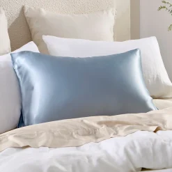 Light Blue Mulberry Silk Plain Pillowcase