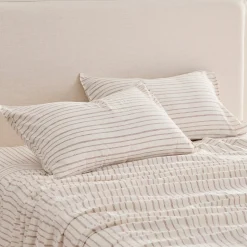 Linen Cotton Stripe Standard Pillowcase Pair