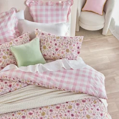 Lisette Reversible Floral/Check Quilt Cover Set