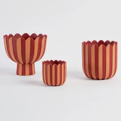 Lucy Stripe Footed Decorative Pot