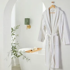 Lucy Terry Towelling White Natural Bath Robe