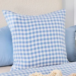 Maisie Light Blue Check European Pillowcase