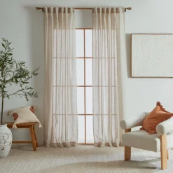 Marina Sheer Beige Curtain Set of 2