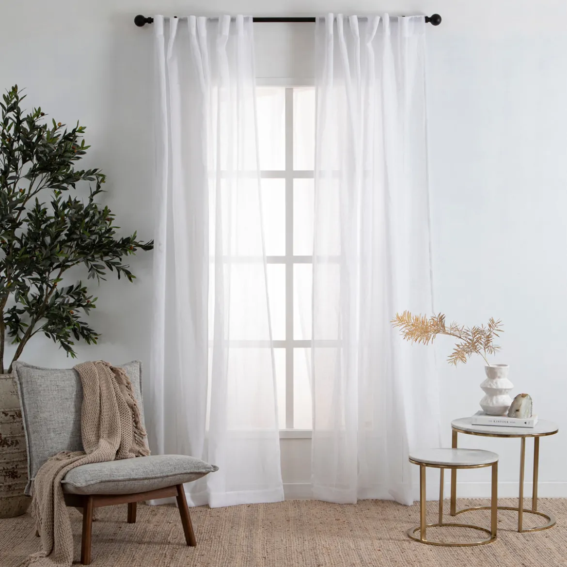 Marina Sheer White Curtain Set of 2