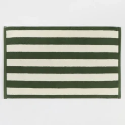 Maverick Green Reversible Stripe Bath Mat
