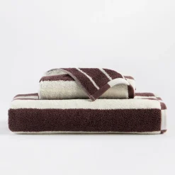 Maverick Mahogany Reversible Stripe Towel Range