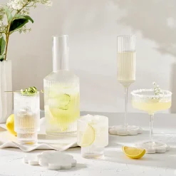 Mila Ribbed Clear Tumbler Glass Set of 4