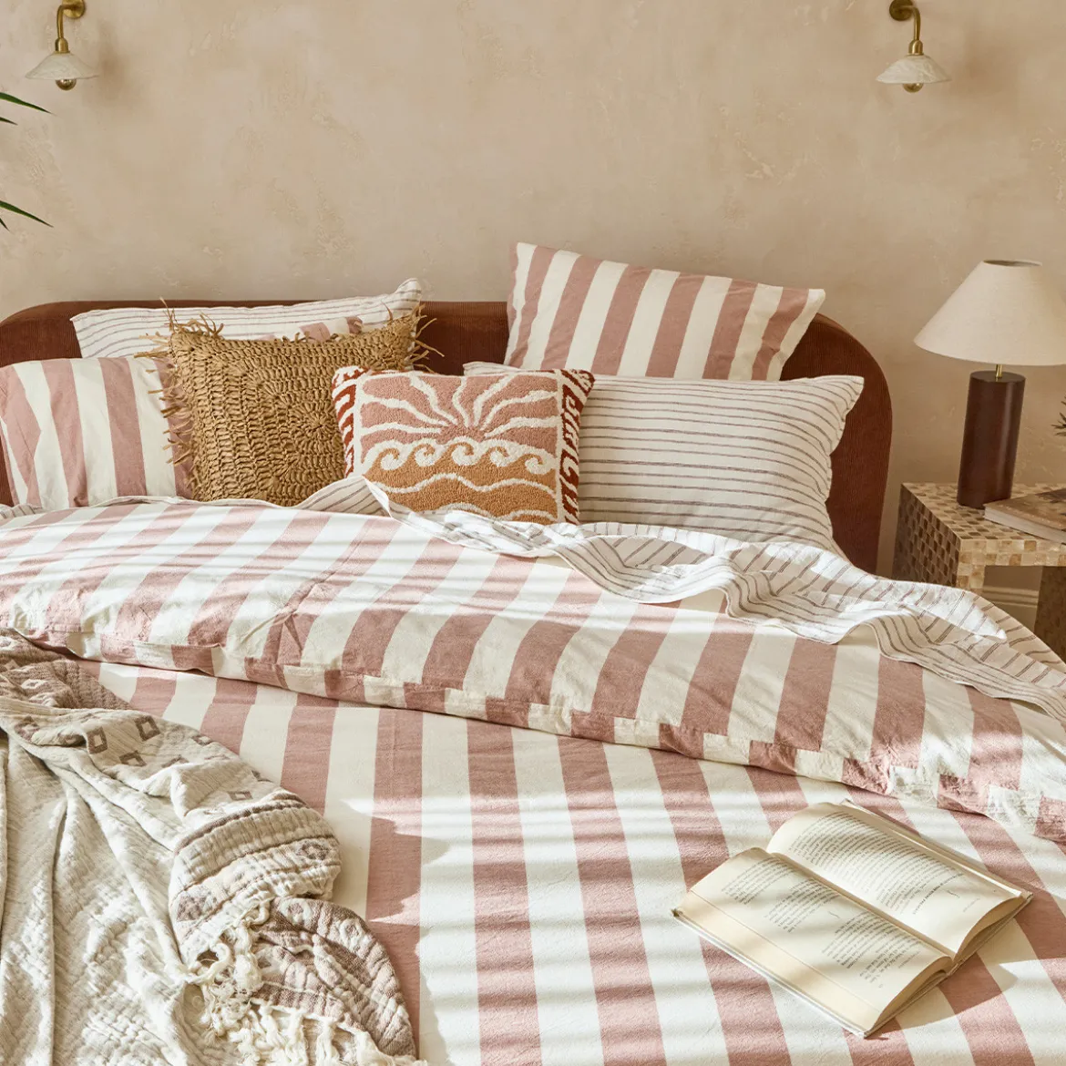 Milah Clay Stripe Quilt Cover Set