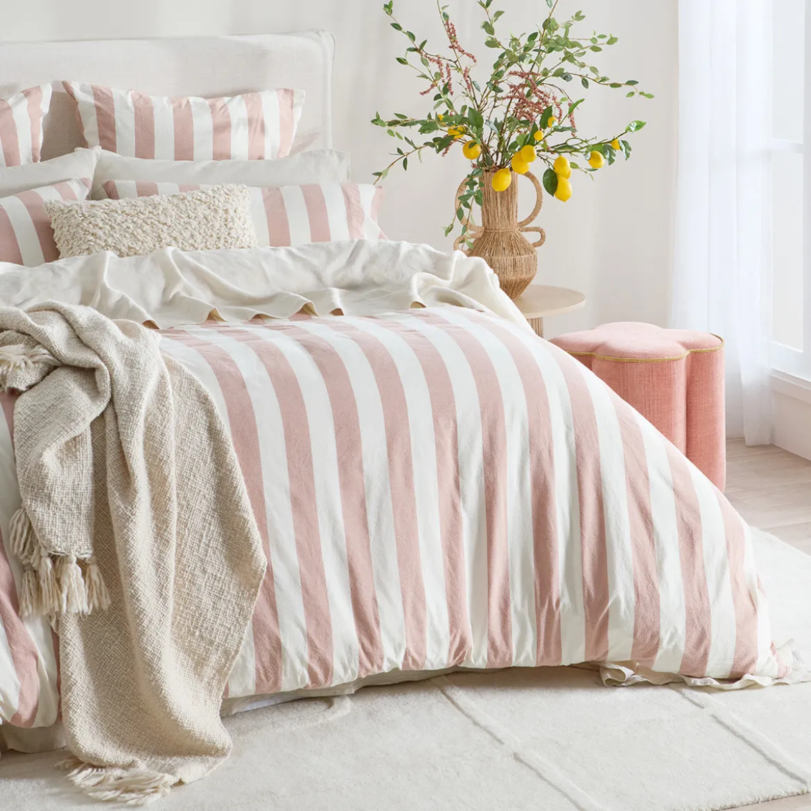 Milah Clay Stripe Quilt Cover Set