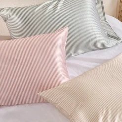 Mulberry Silk Green Striped Pillowcase
