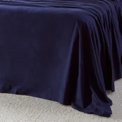 Navy Cotton Flannelette Sheet Set