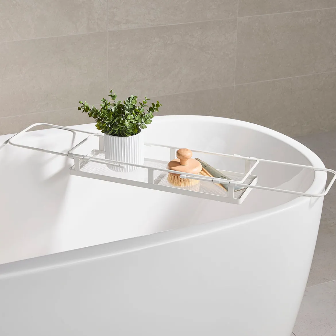 Noah Extendable White Bath Caddy