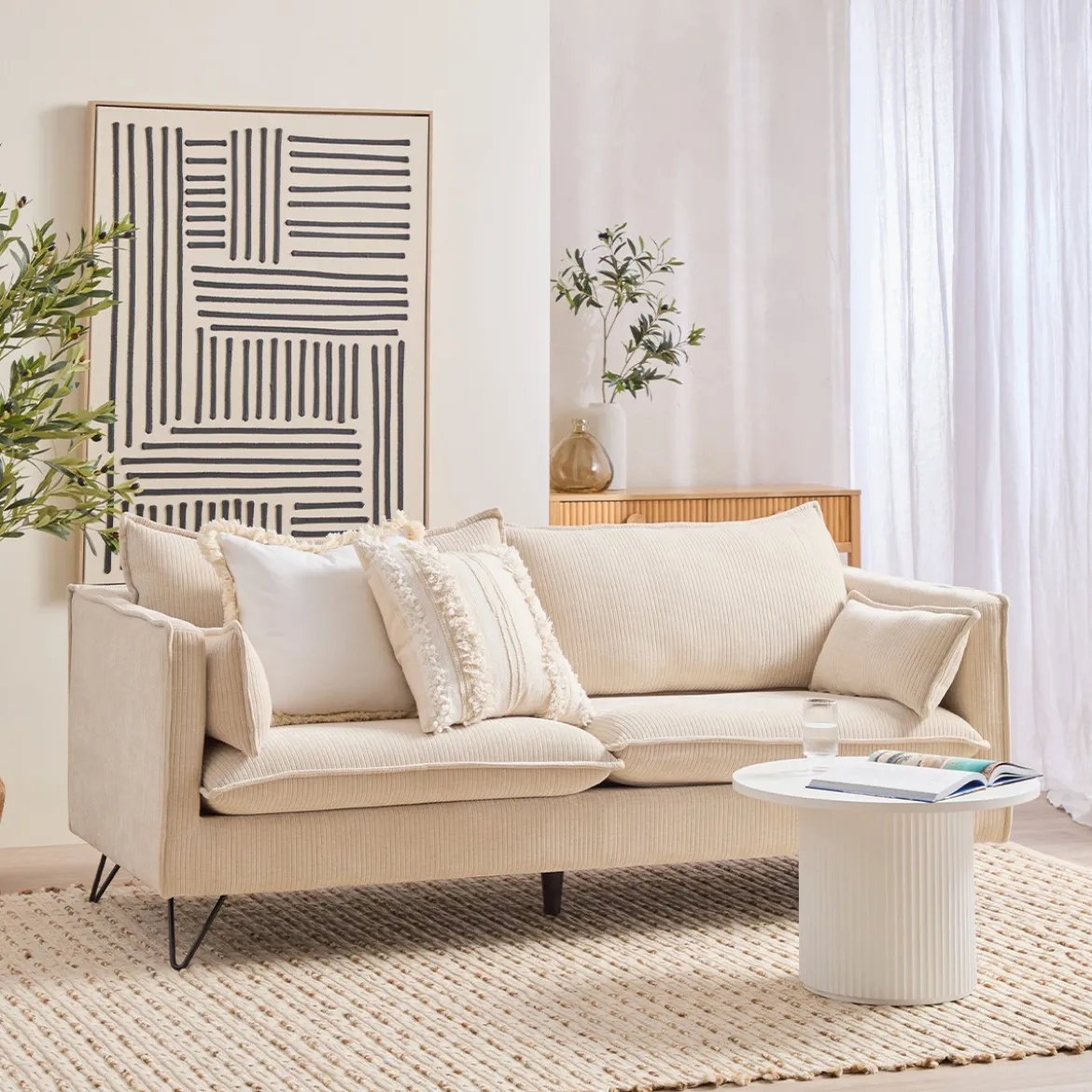 Picolly Natural 3 Seater Sofa