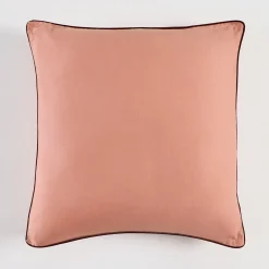 Piped Washed Linen Look Tan European Pillowcase