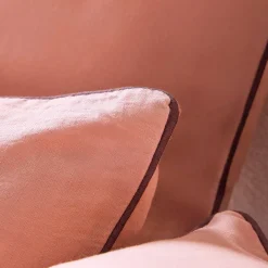 Piped Washed Linen Look Tan European Pillowcase