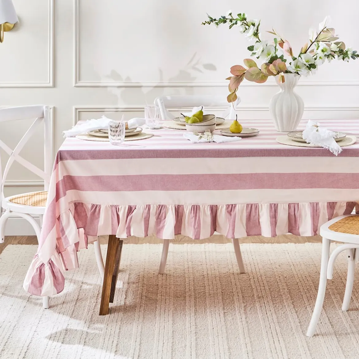Piper Stripe Ruffle Table Cloth