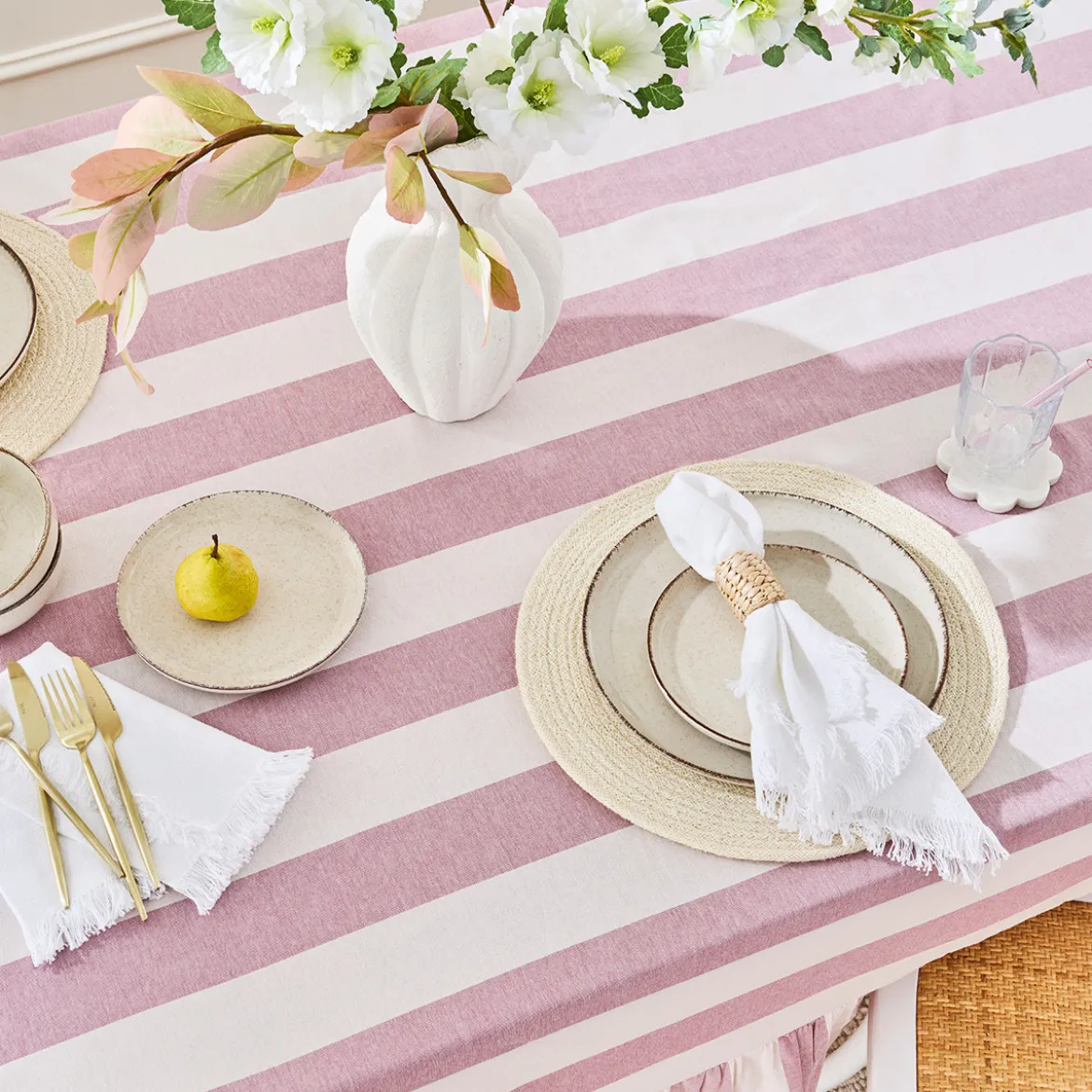 Piper Stripe Ruffle Table Cloth