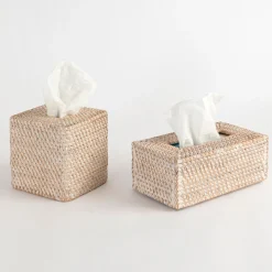 Rattan White Wash Tissue Box Cover Range