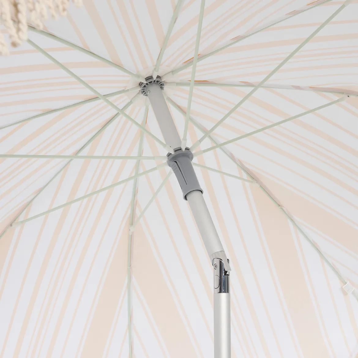 Rhodes Stripe Scalloped Fringed Beach Umbrella