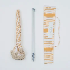 Rhodes Stripe Scalloped Fringed Beach Umbrella