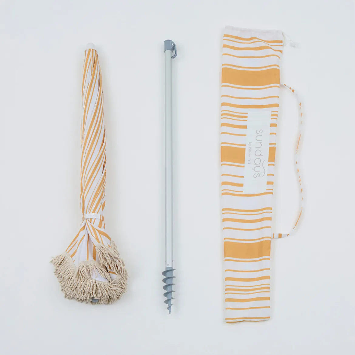 Rhodes Stripe Scalloped Fringed Beach Umbrella