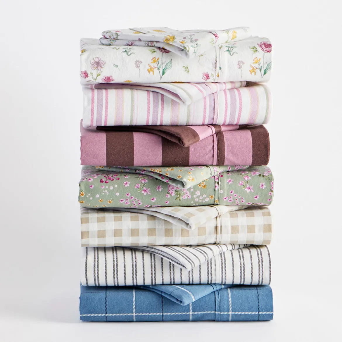 Sage Floral Cotton Flannelette Sheet Set
