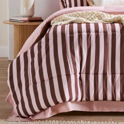 Suzi Chocolate Stripe Reverse Comforter Set