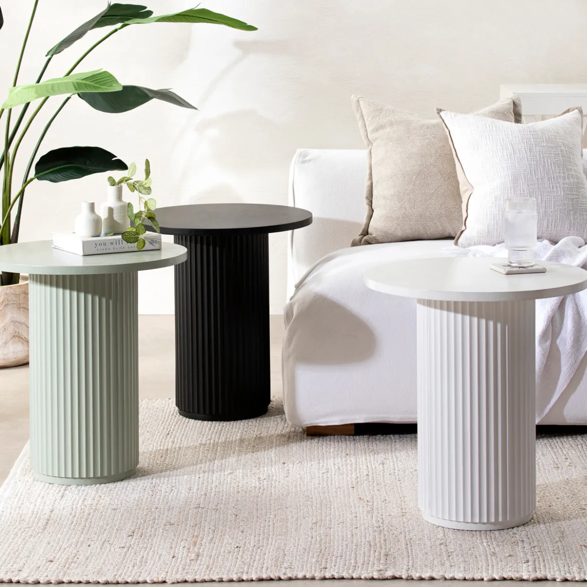 Tully Black Fluted Side Table